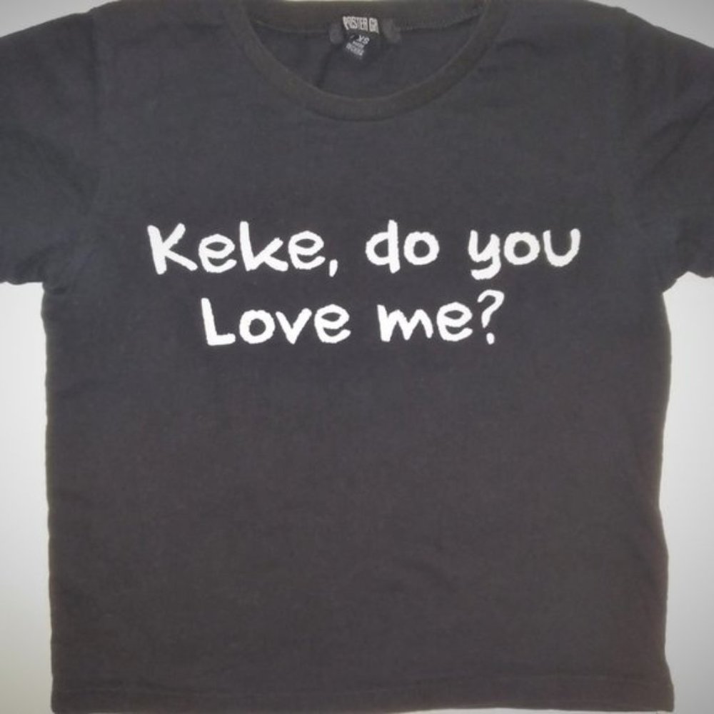 Women's Dolls Kill, Black "Keke Do You Love Me" Cropped Tee Size XS